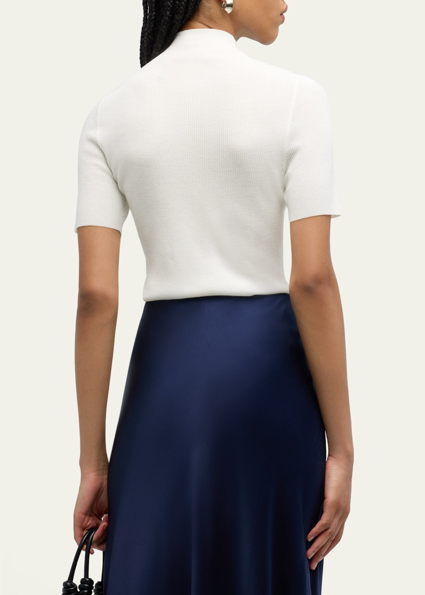 Leenda Regal Merino Wool Short-Sleeve Mock-Neck Top - 3