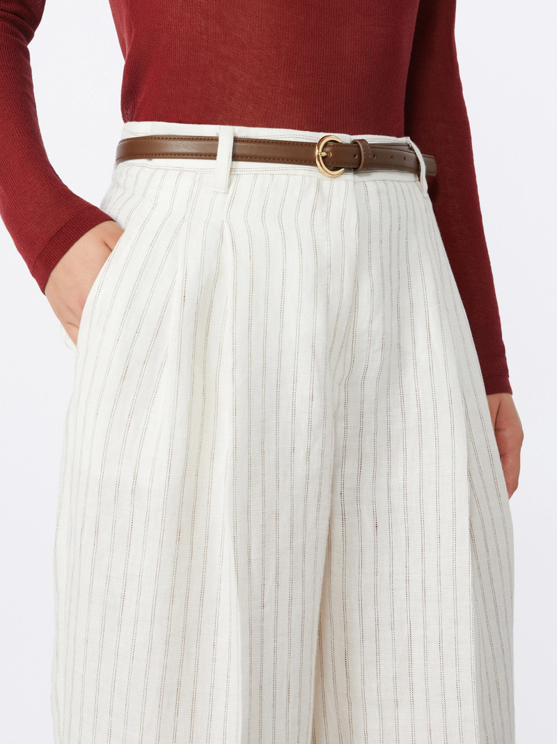 FONTE Pinstripe linen trousers - NATURAL 5