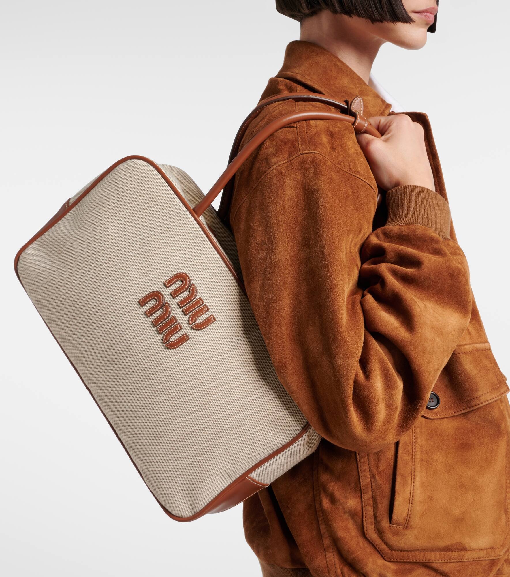 Beau leather-trimmed canvas tote bag - 2