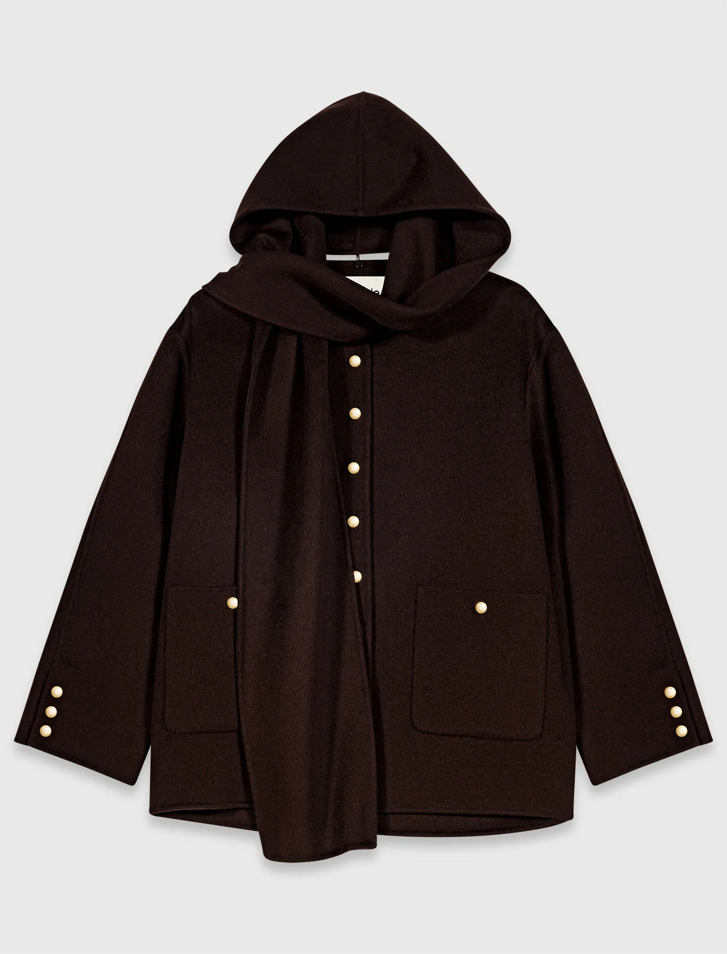 Wool coat with removable scarf - 1