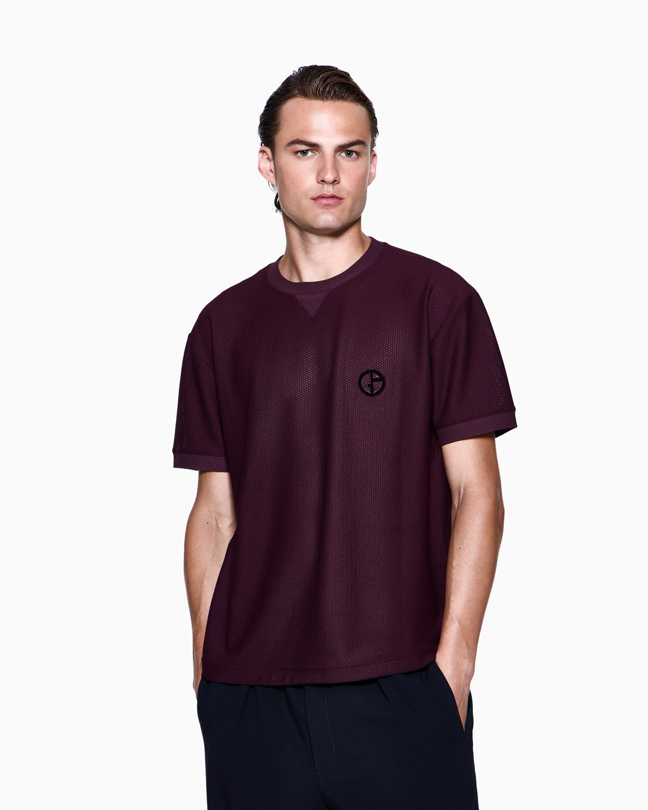CREW-NECK T-SHIRT IN TECHNICAL WAFFLE FABRIC - 4