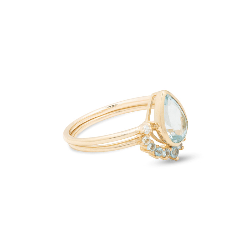 Teardrop Aquamarine Ring Set 3
