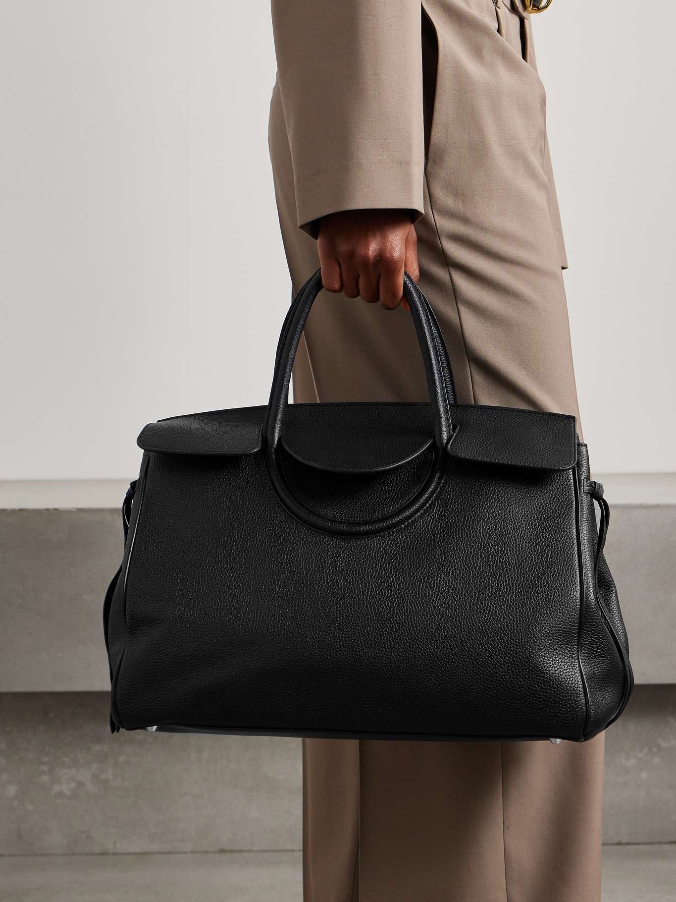 Maude textured-leather tote Black - 2