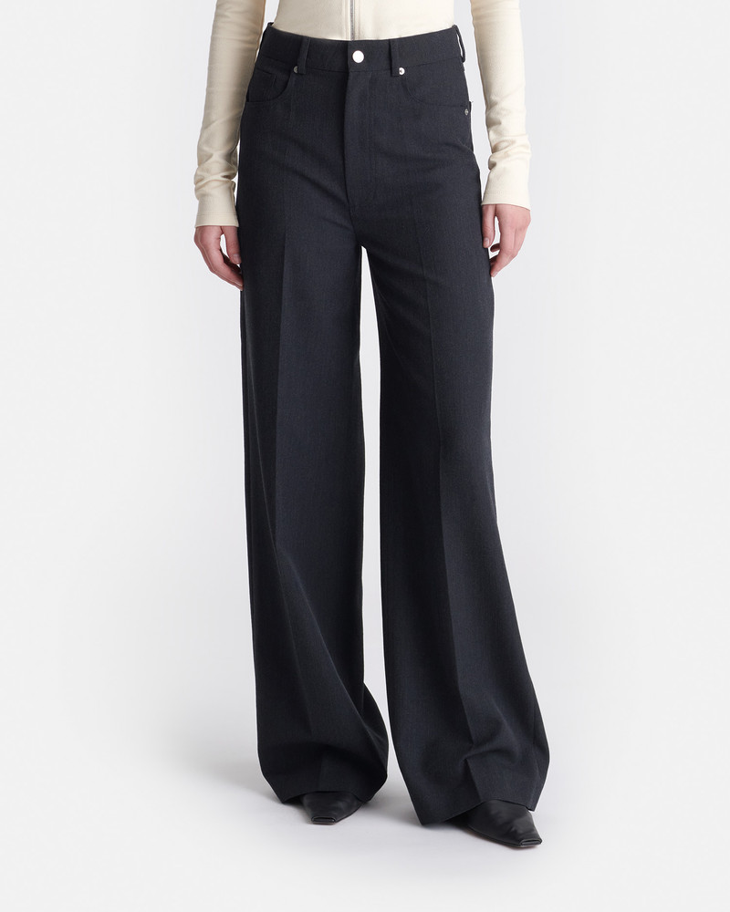 Wool Twill Wide-Leg Pants - 1