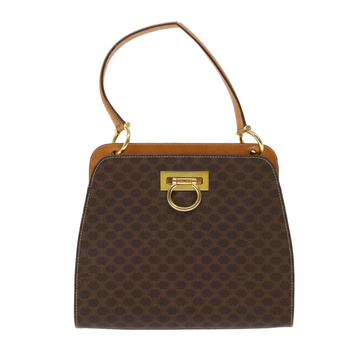 CELINE Macadam Canvas Hand Bag Pvc Leather Brown - 2
