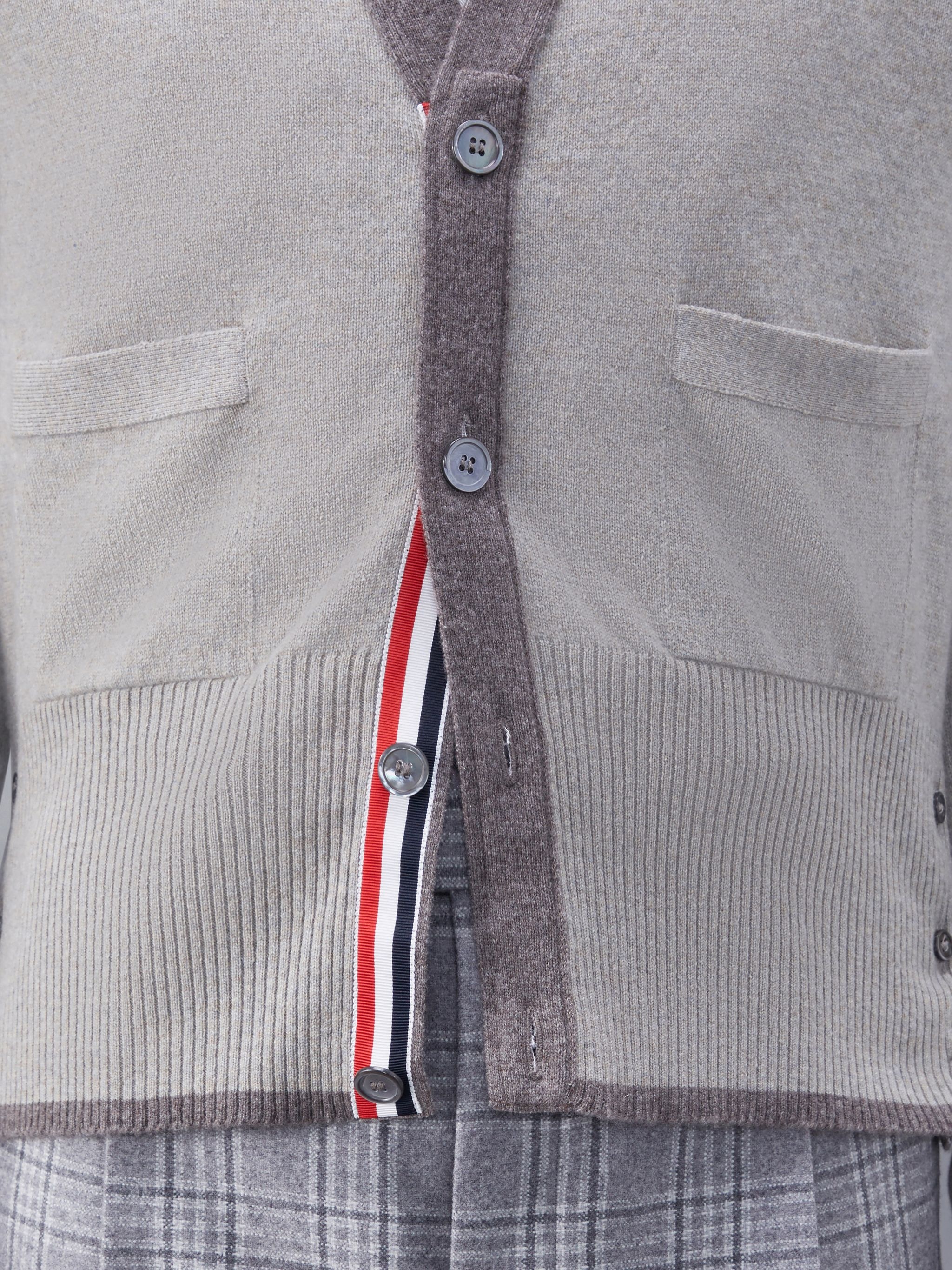Cashmere Tipping 4-Bar V-Neck Cardigan - 8