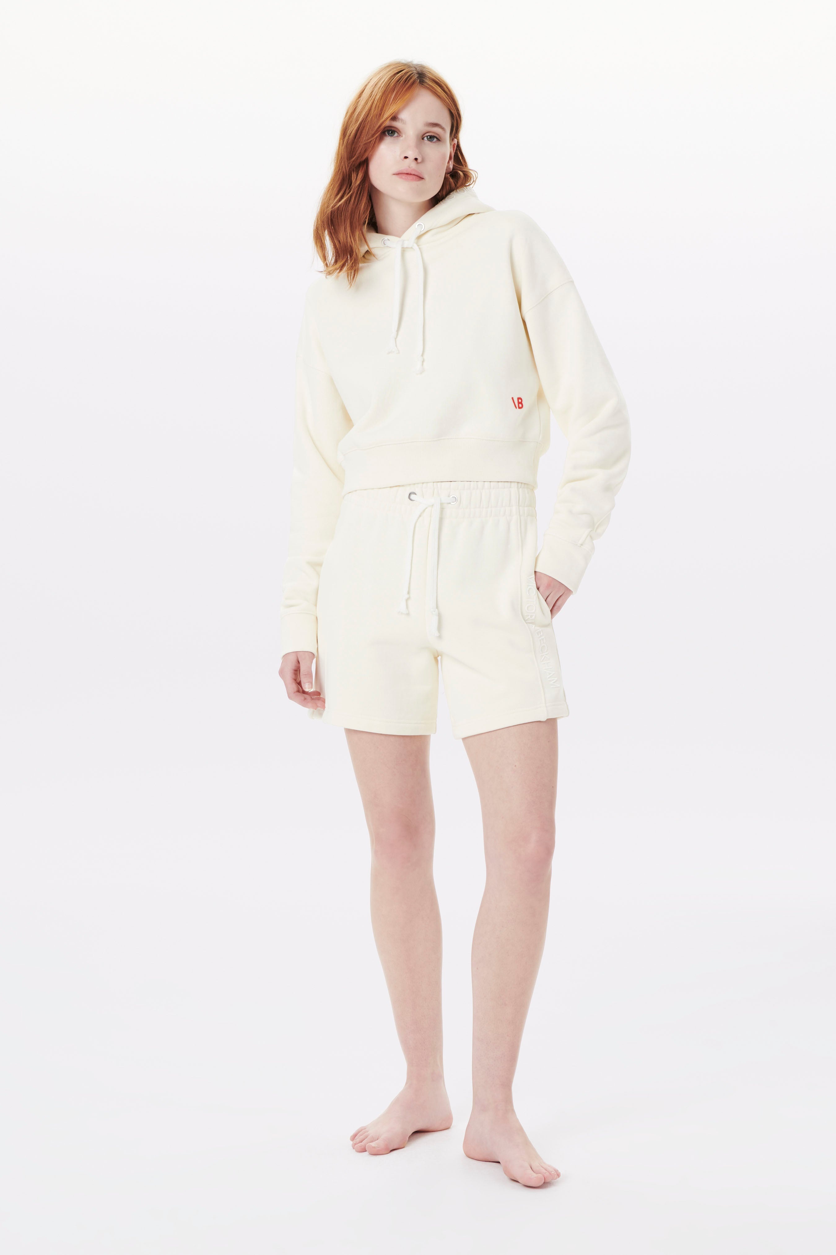 Cropped Hoodie in Ecru - 2