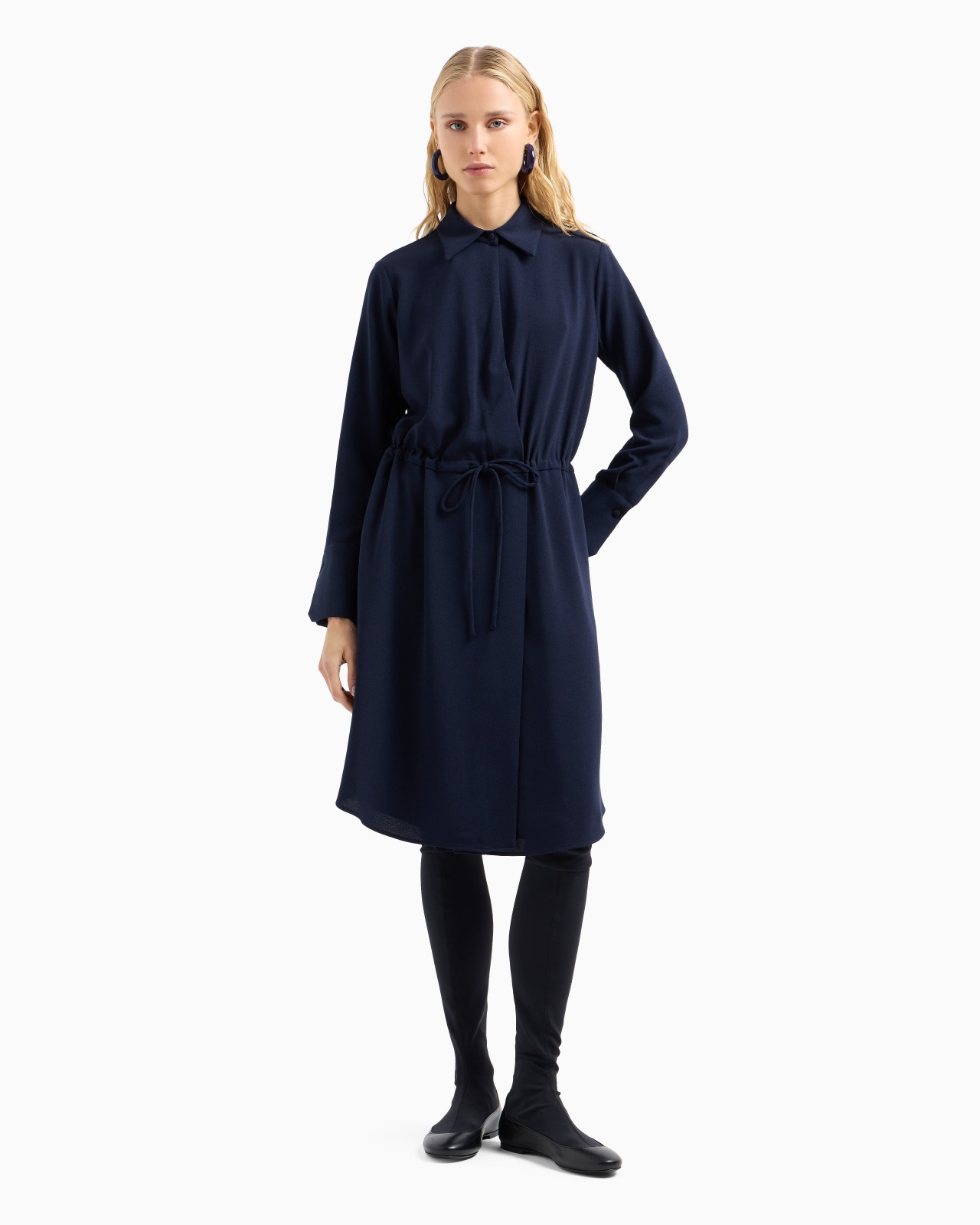 Stretch sablé fabric drawstring dress - 2