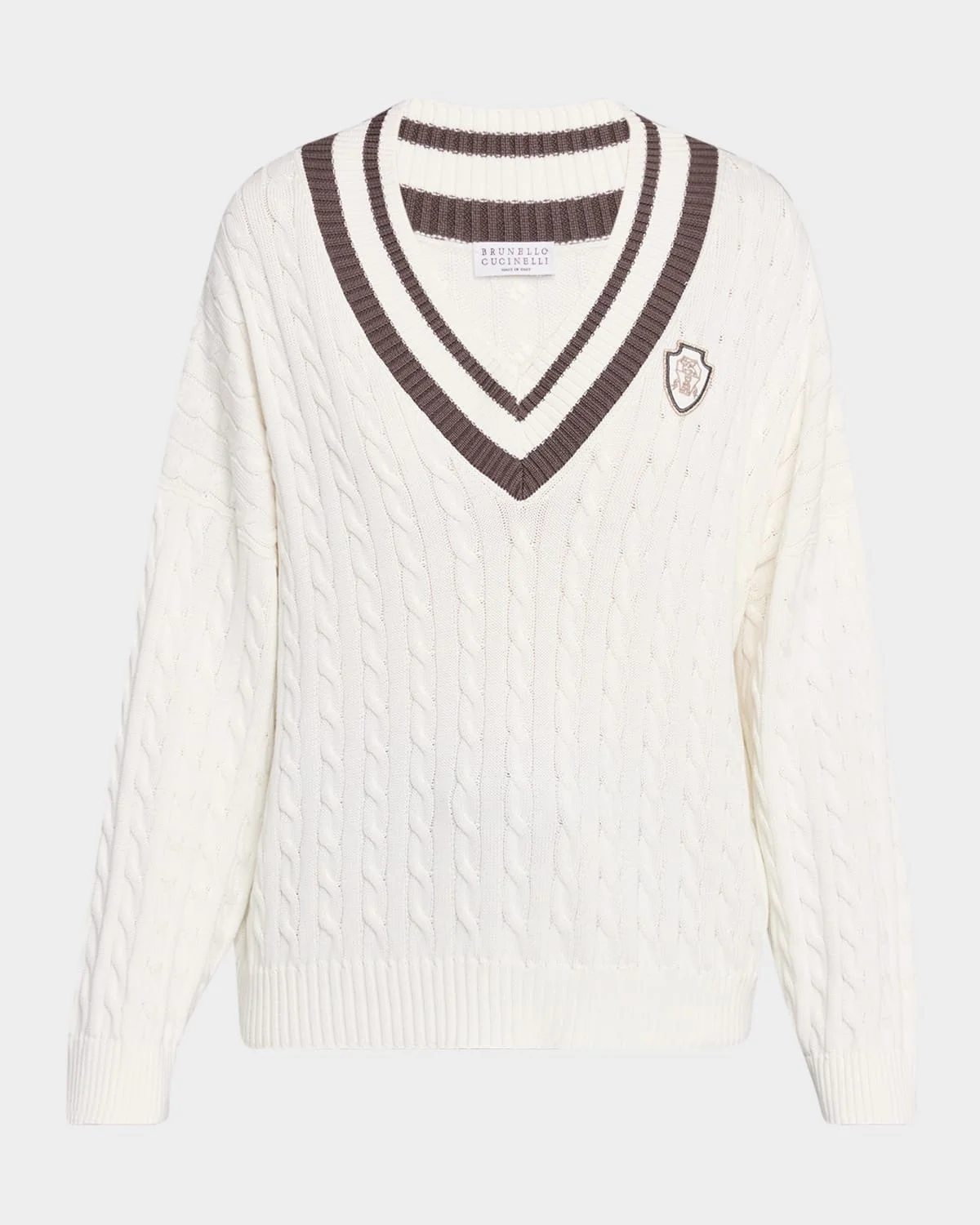 Cable-Knit Sport Club V-Neck Sweater - 1