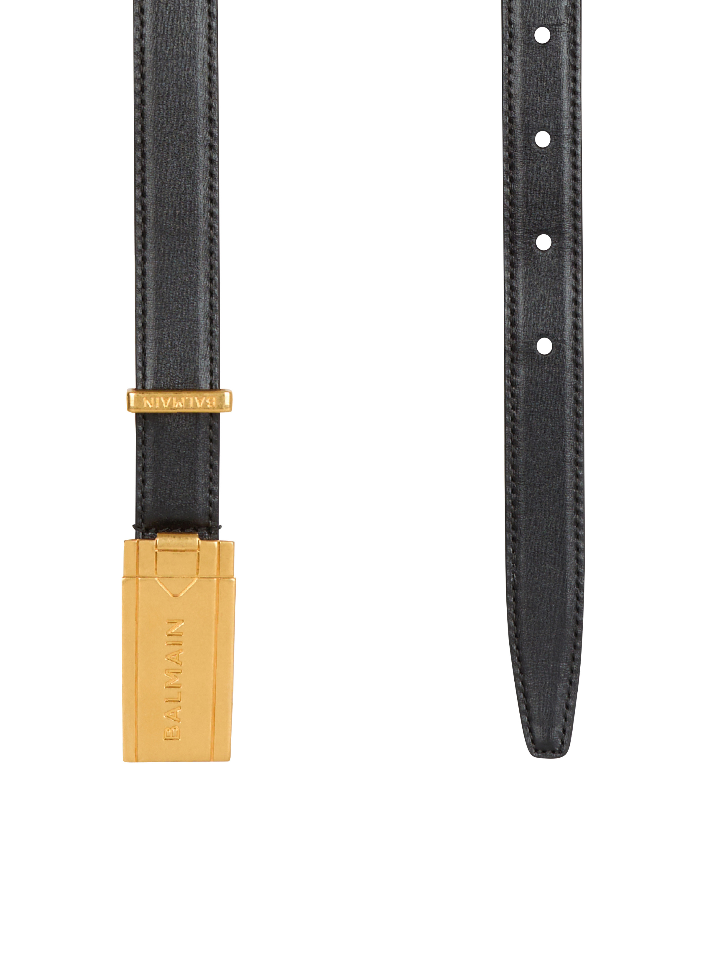 Calfskin belt with Balmain plaque - 4