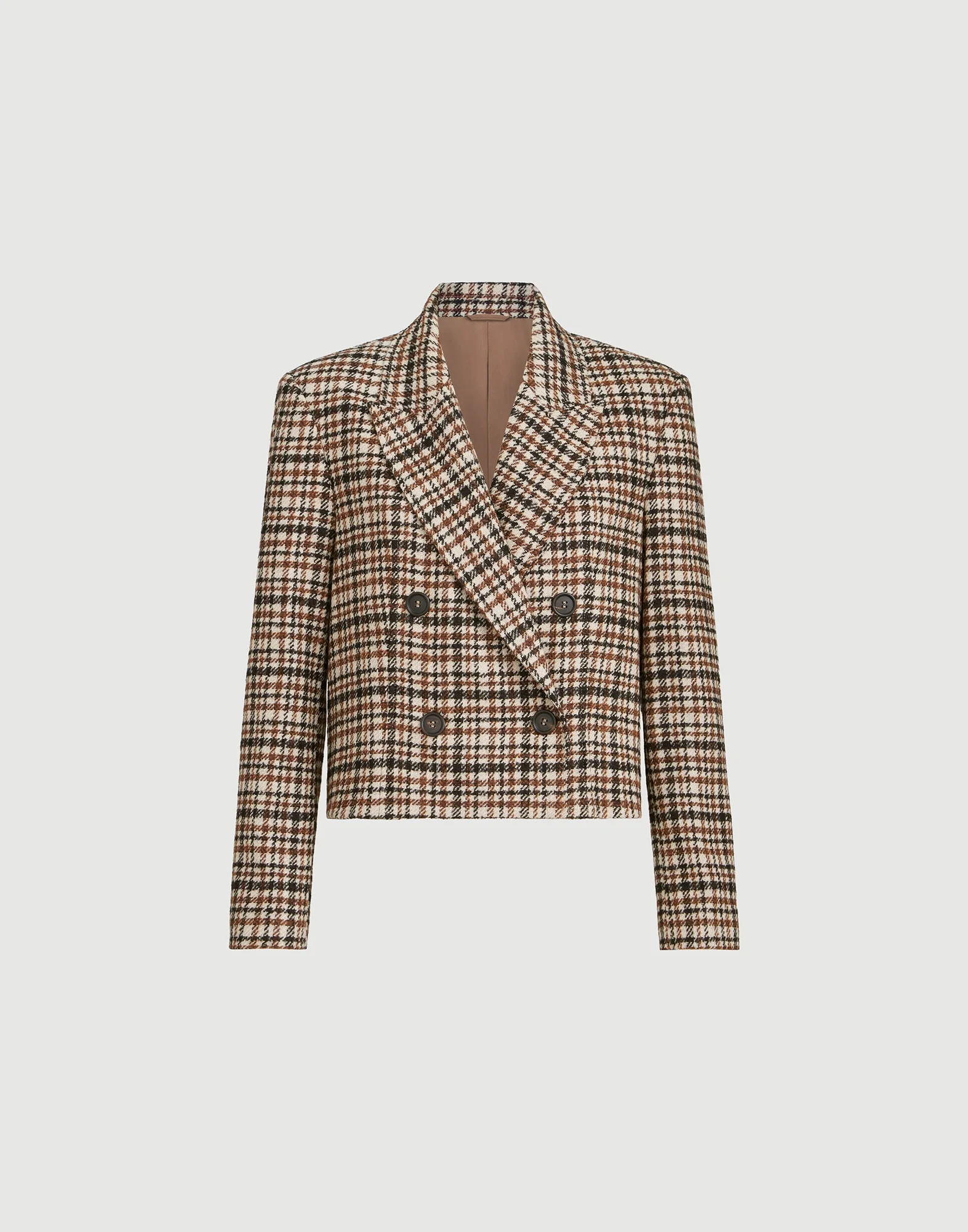 Comfort checked wool and alpaca blazer with monili - 1