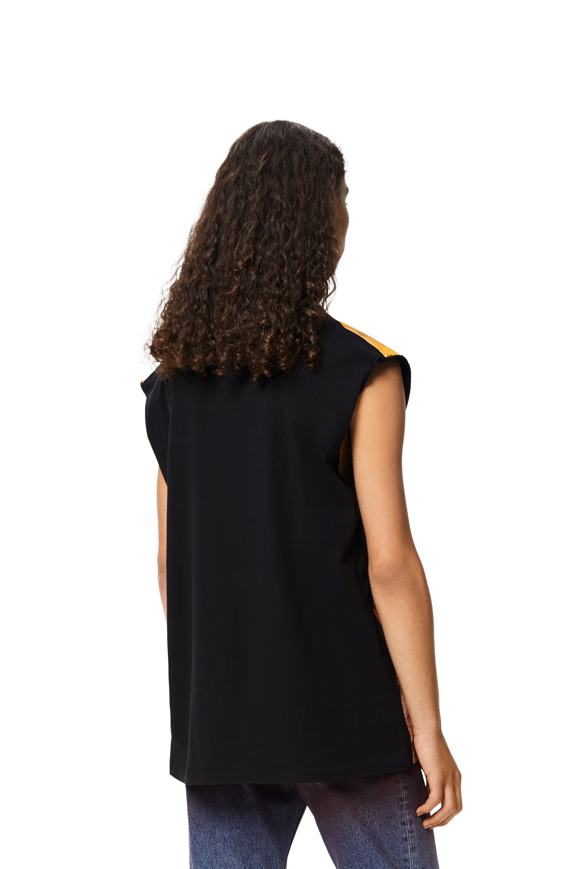 Palm print sleeveless T-shirt in cotton - 4