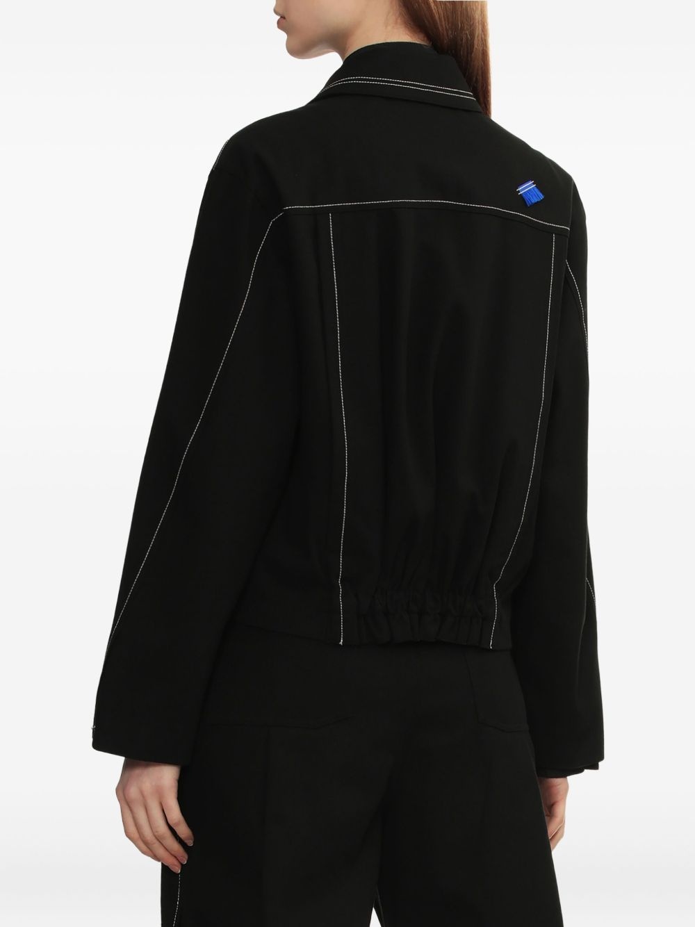 contrast-stitch zip-up jacket - 5