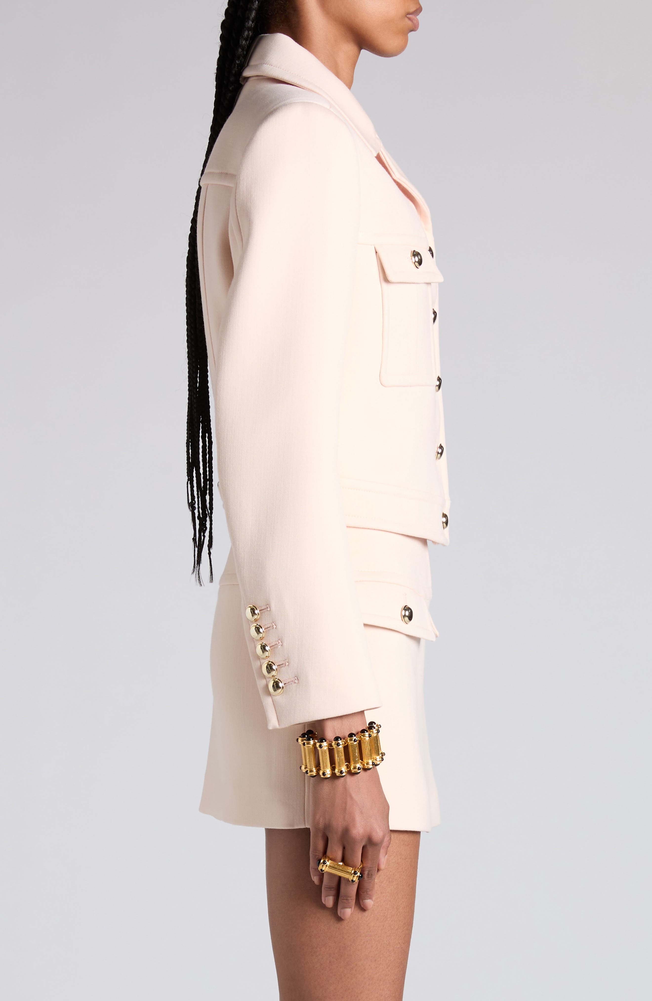 TOM FORD Compact Stretch Wool Crop Jacket in Dp067 Almost Blush at Nordstrom - 4