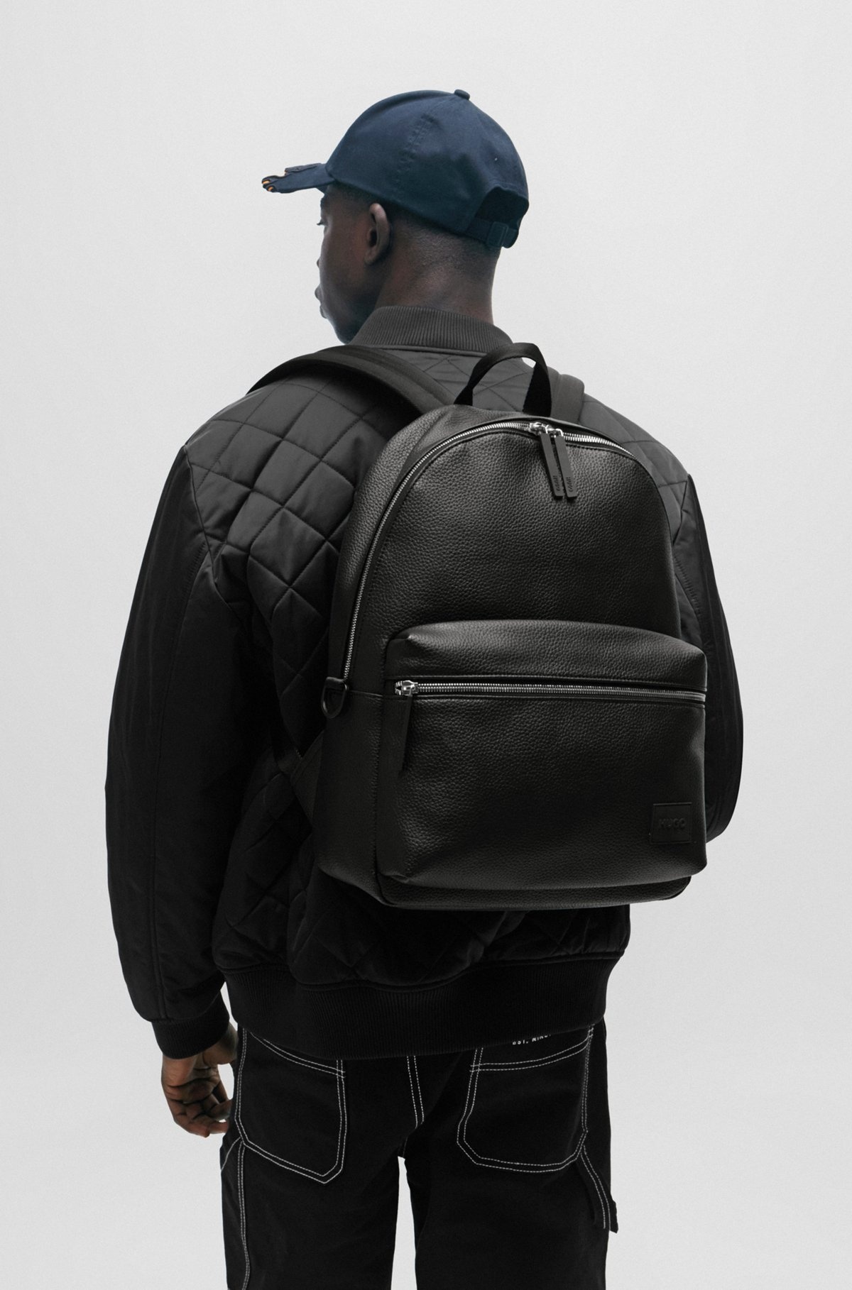 LOGO-PATCH BACKPACK IN GRAINED FAUX LEATHER - 3