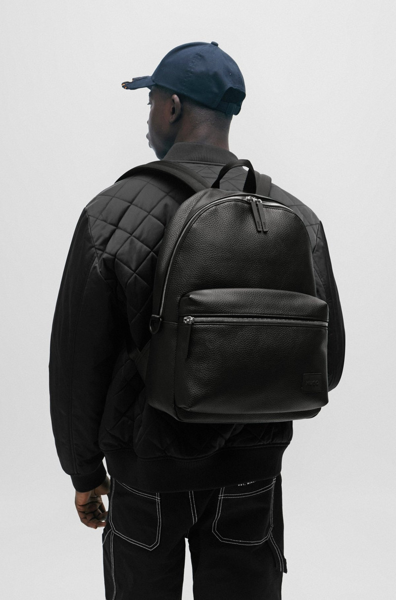 HUGO LOGO-PATCH BACKPACK IN GRAINED FAUX LEATHER outlook