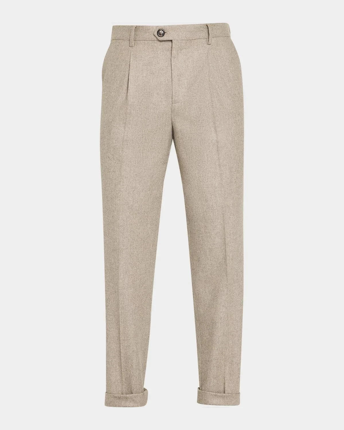 Men's Carded Flannel Pleated Trousers - 1