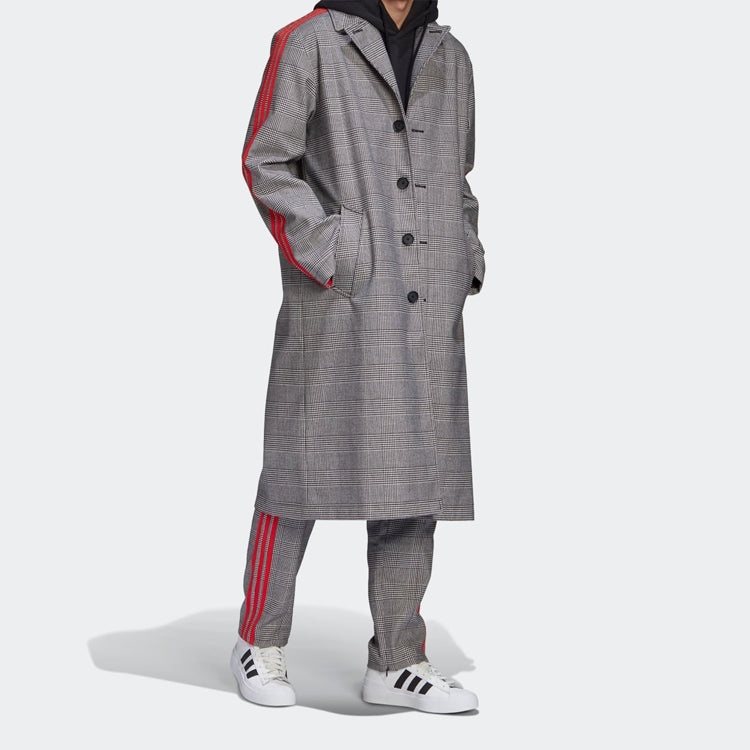 adidas originals x 424 Trench Coat Crossover Gray Plaid Long Windbreaker Gray FS6235 - 5