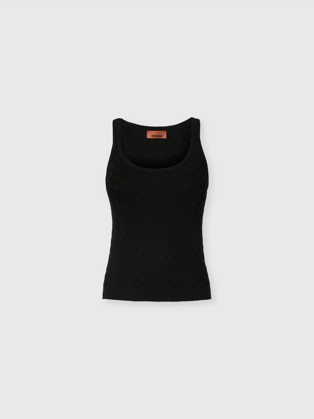 Stretch Chevron Cotton and Viscose Tank Top - 1