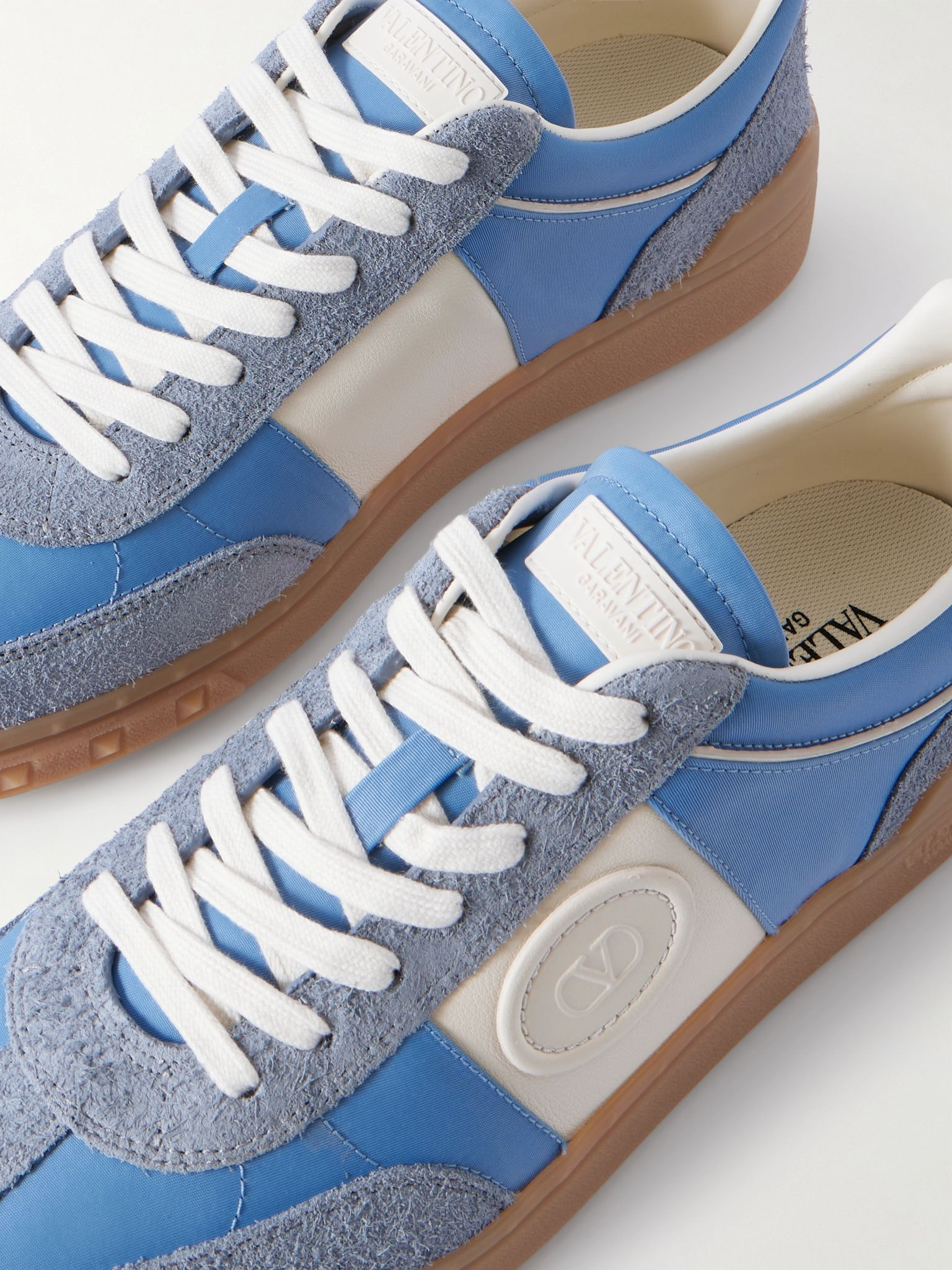 Upvillage Leather and Suede-Trimmed Twill Sneakers Blue - 5