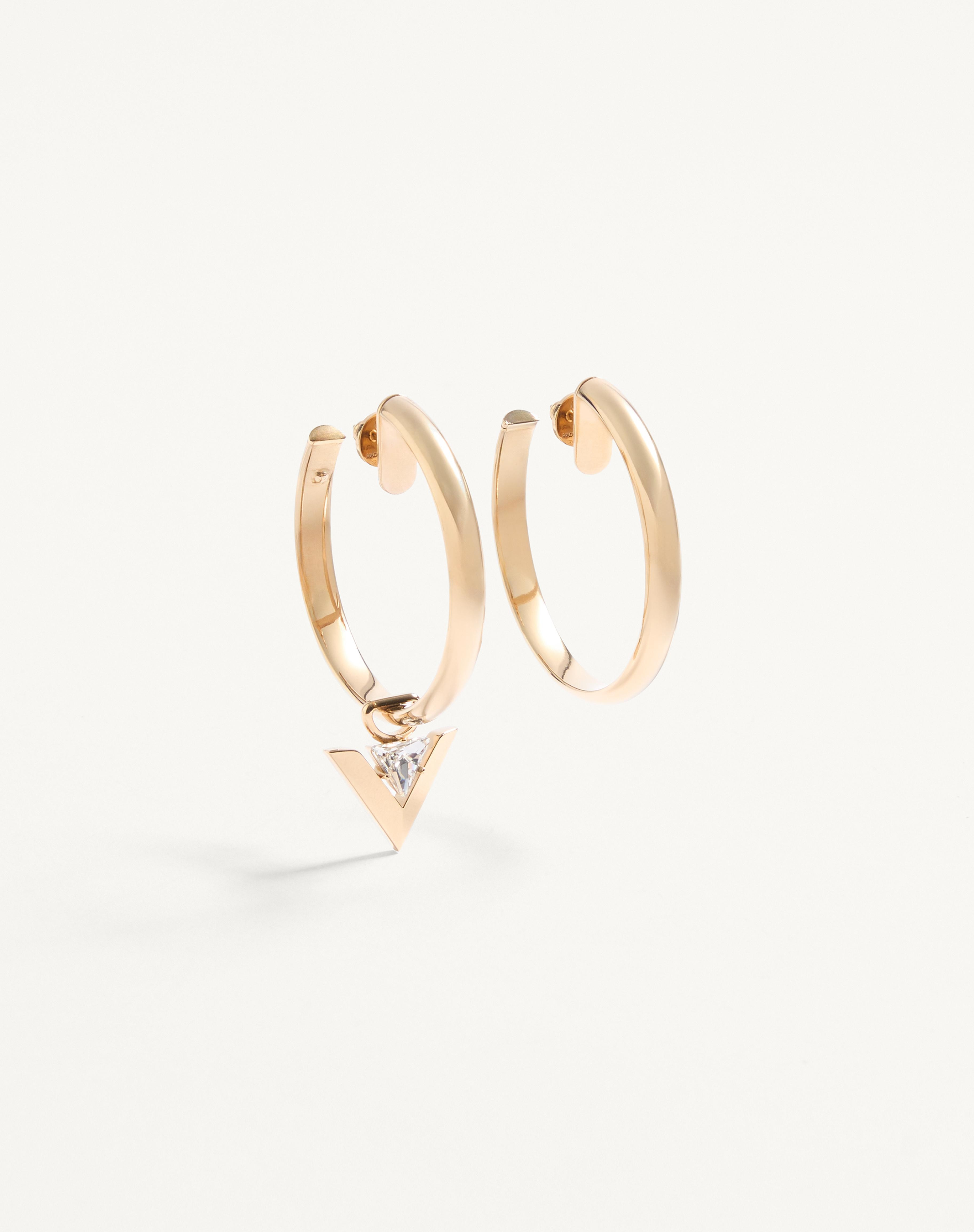 JE LES V METAL AND CRYSTAL HOOP EARRINGS - 3