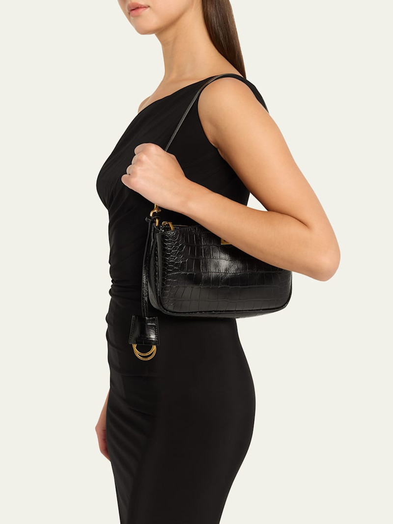 BALENCIAGA Rodeo Croc-Embossed Leather Pochette outlook