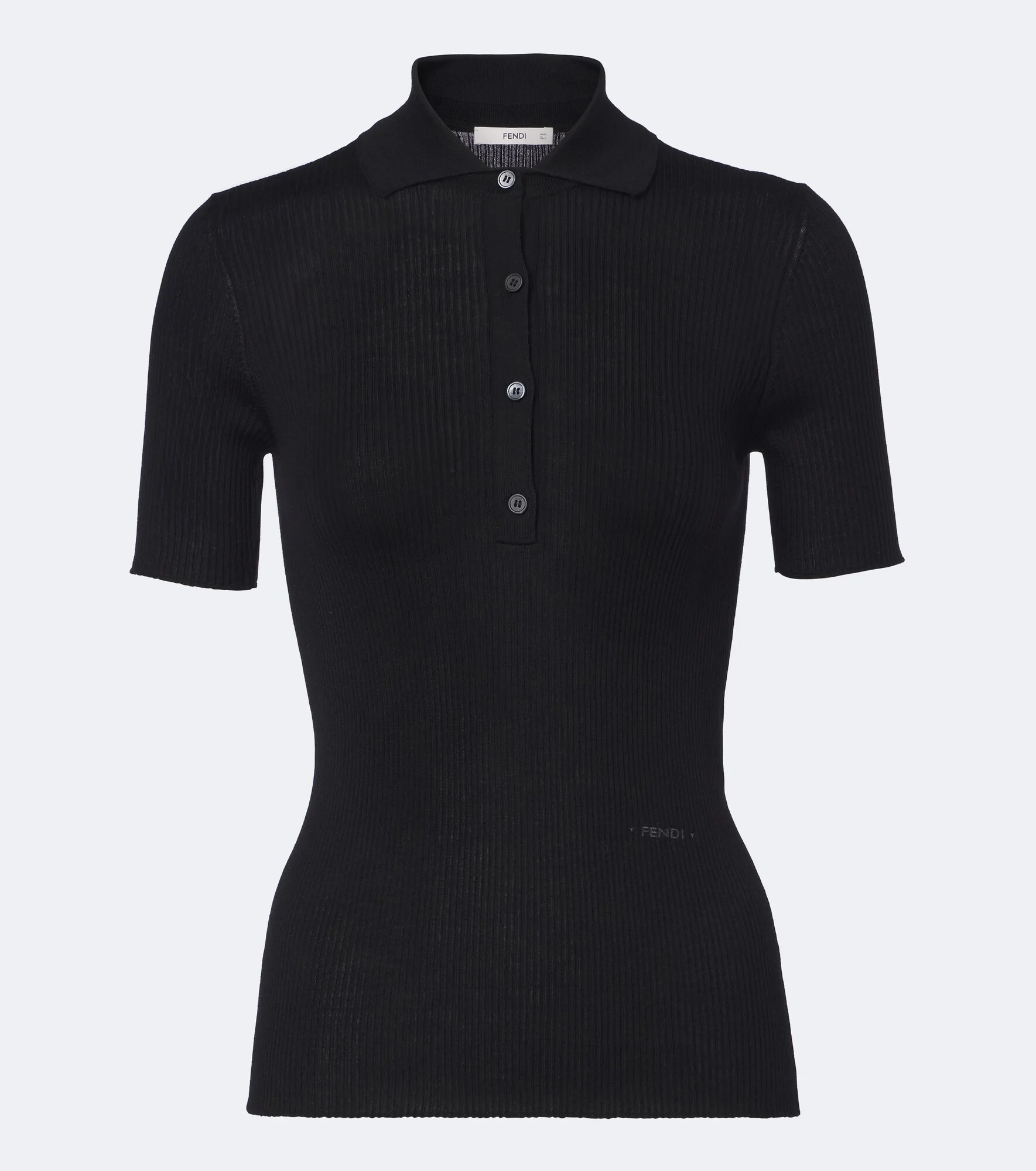 Ribbed-knit wool-blend polo shirt - 1