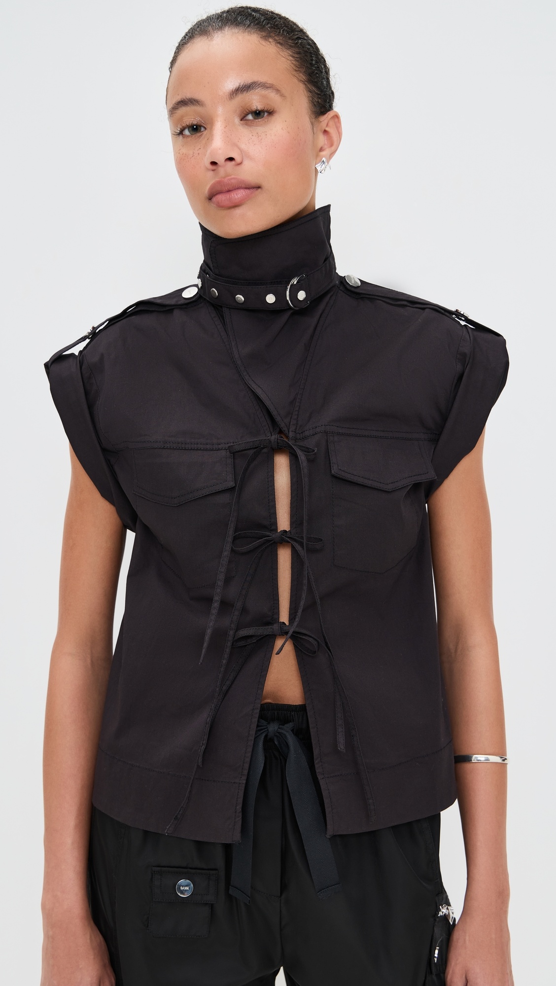 Stretch Cotton Cowl Neck Blouse - 6