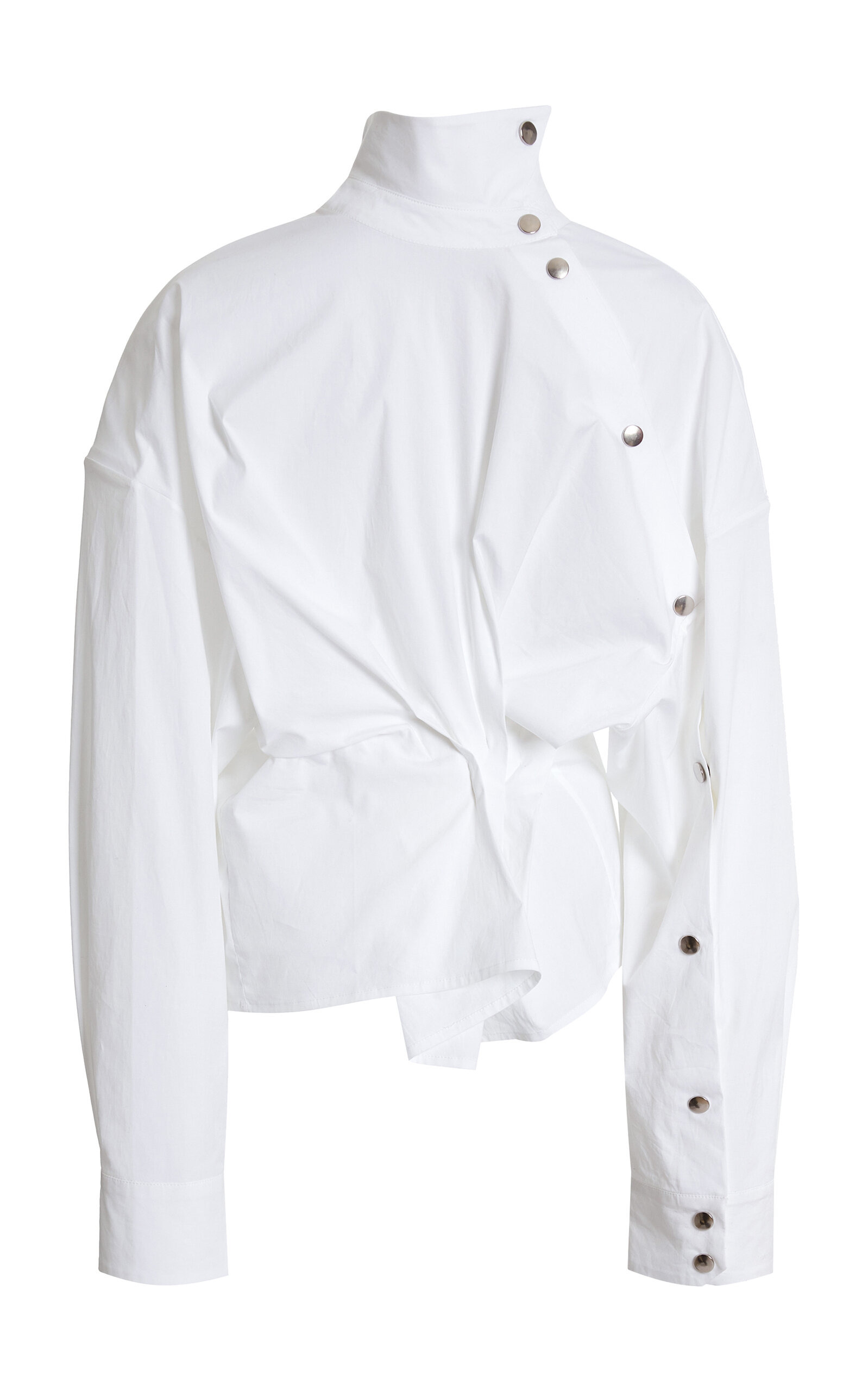 Asymmetric Collar Shirt white - 4