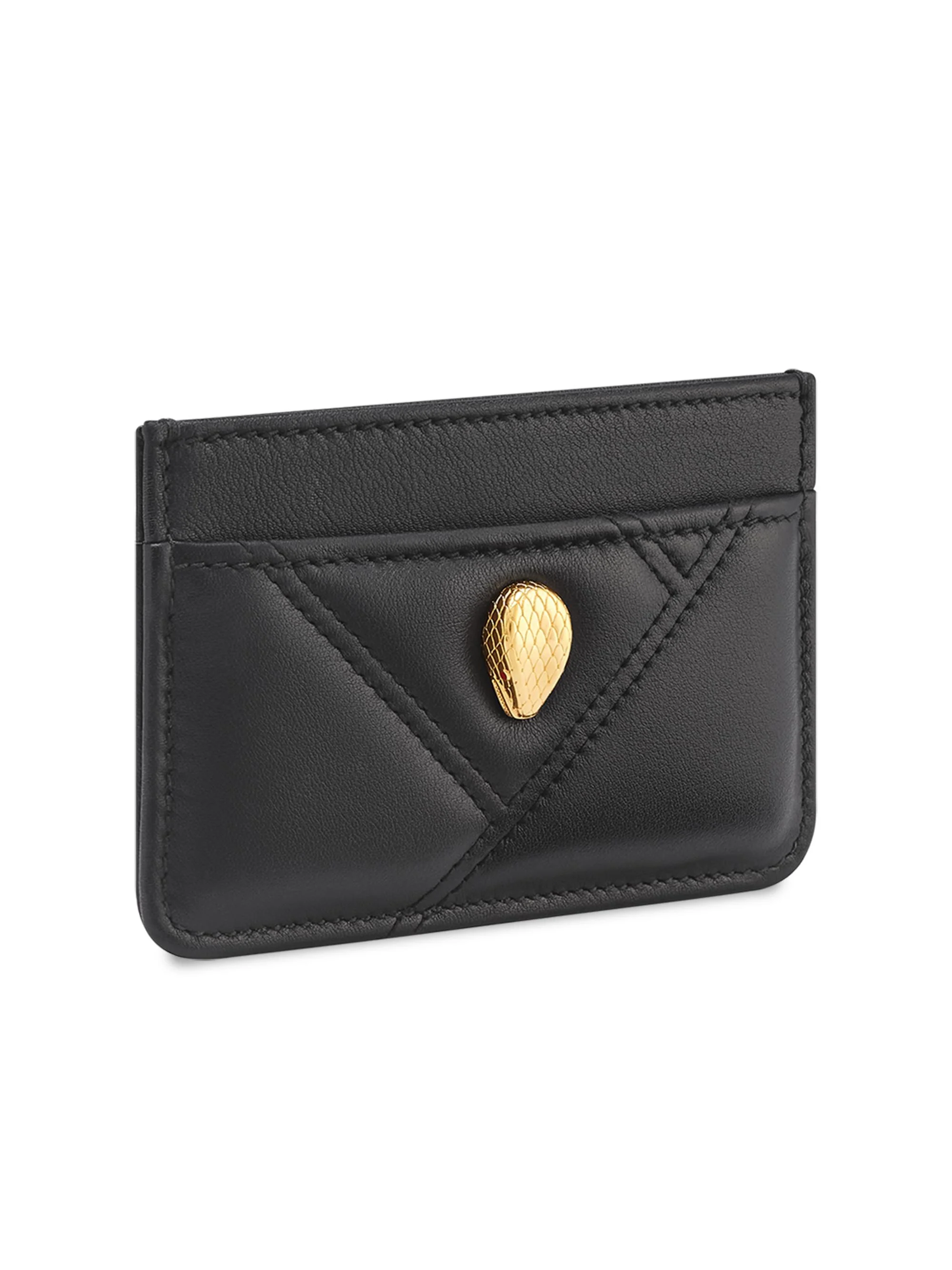 Women's Serpenti Quilted Leather Card Holder - Black - 1