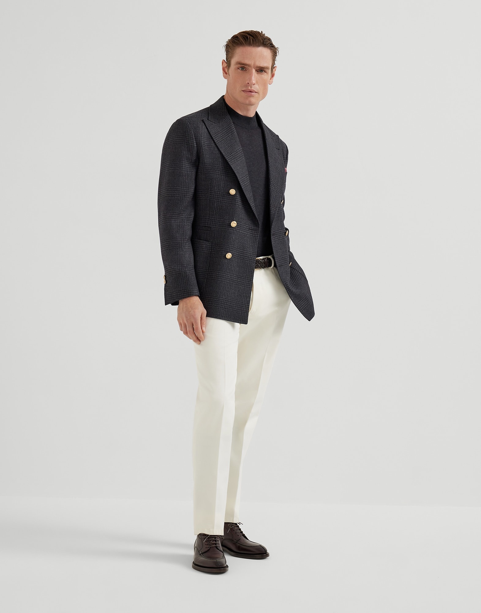 Cotton and virgin wool gabardine Italian fit trousers - 4
