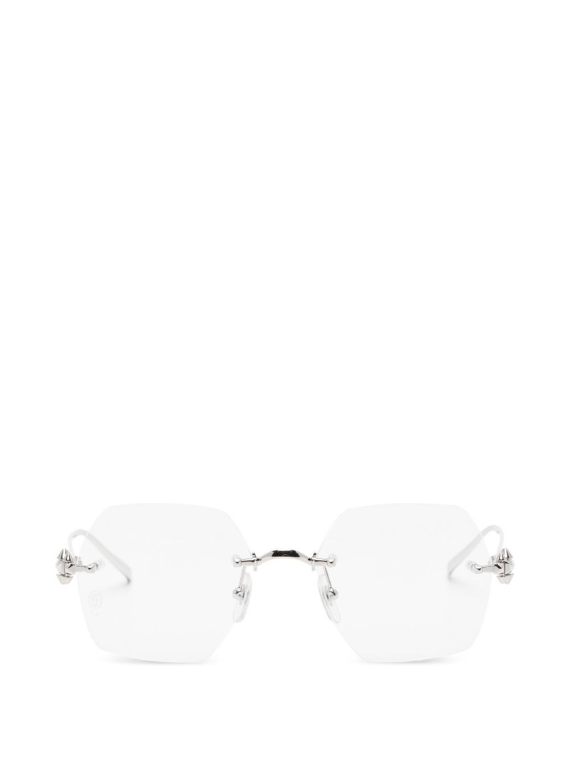 rimless geometric-frame glasses 1