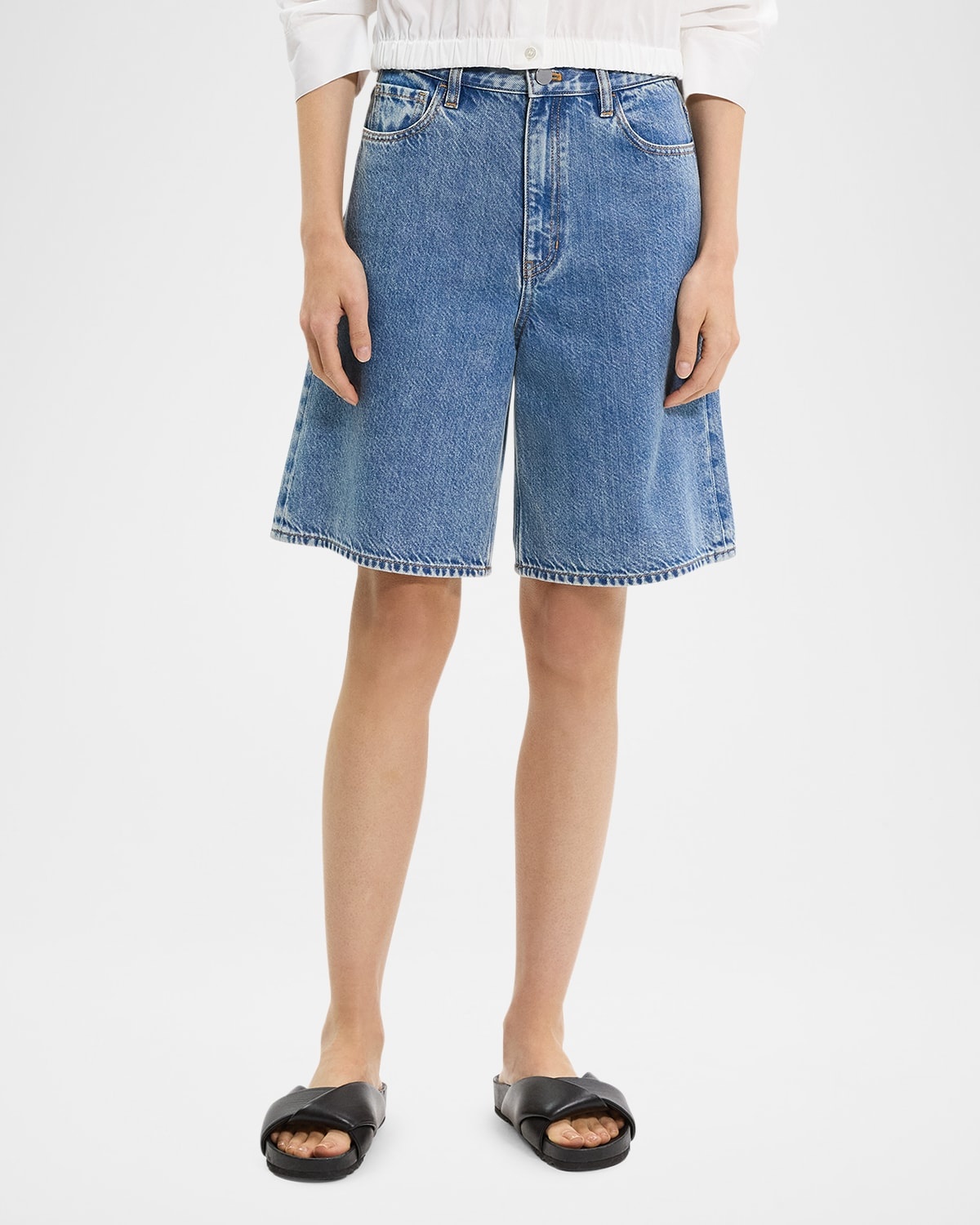 High-Rise Relaxed Denim Shorts - 4