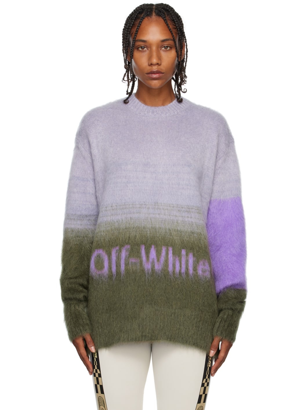 Purple & Green Helvetica Sweater - 1