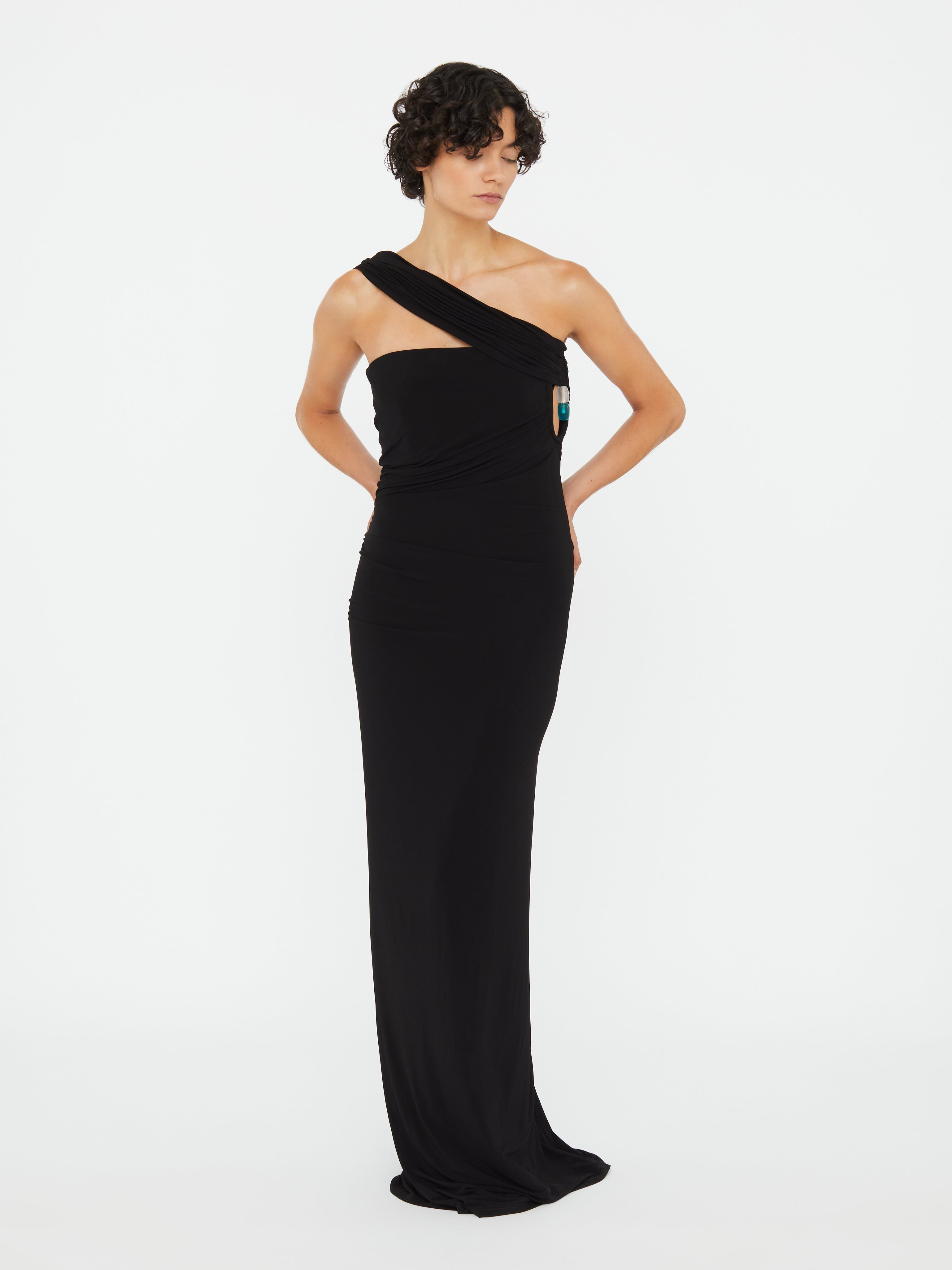 Beach Glass Draped Jersey Strapless Dress - 6
