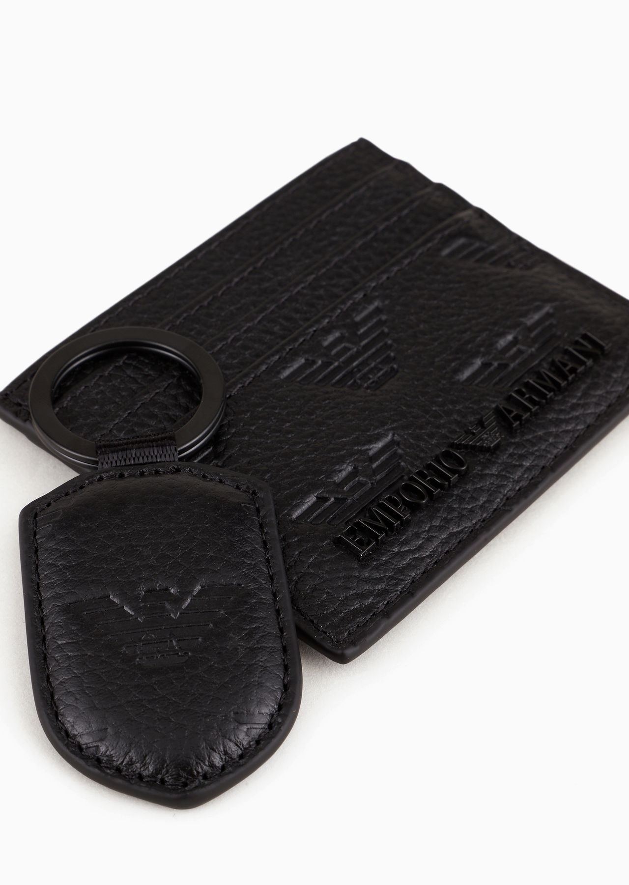 Gift box with leather wallet and keyring with all-over embossed eagle - 3