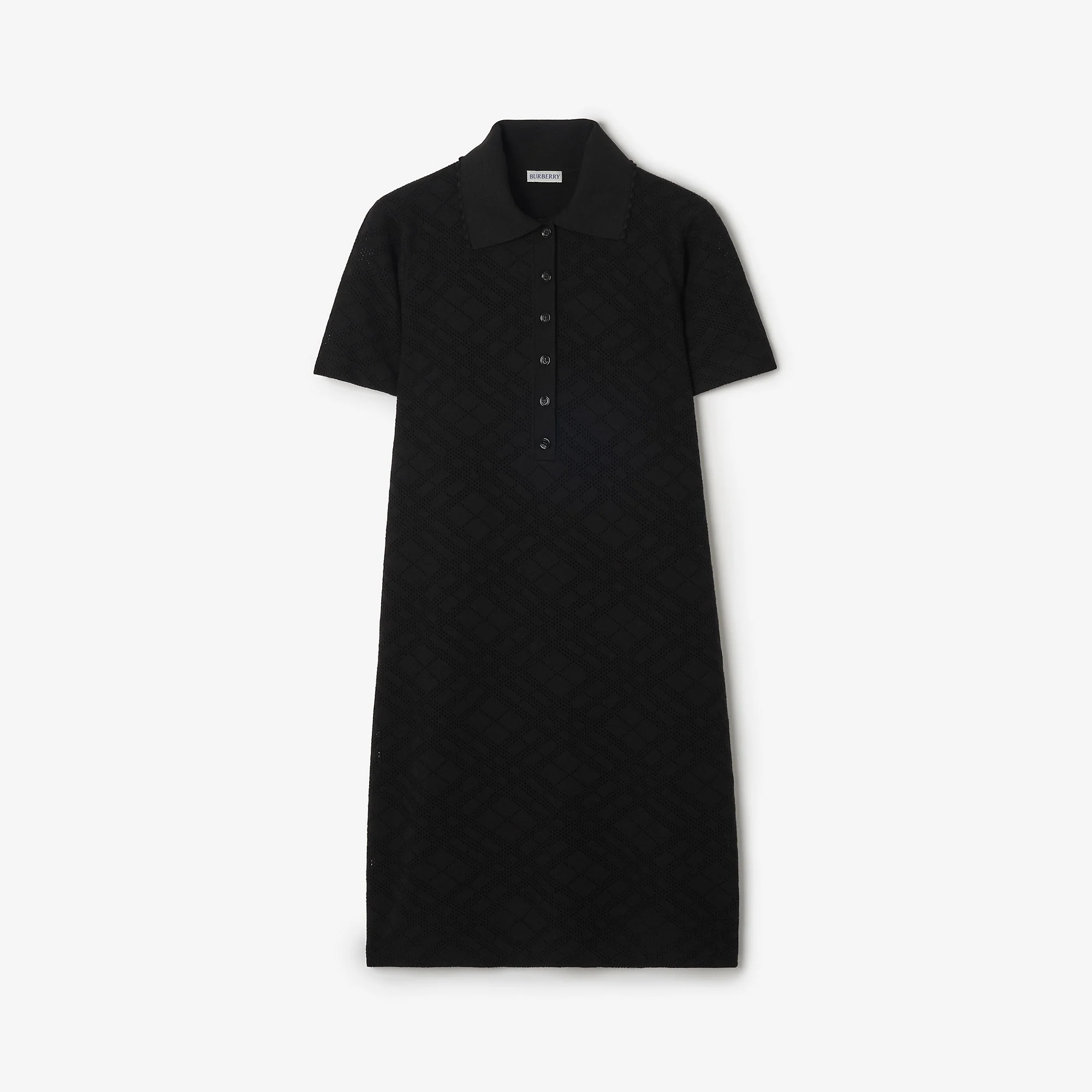 Check Wool Silk Polo Shirt Dress - 1