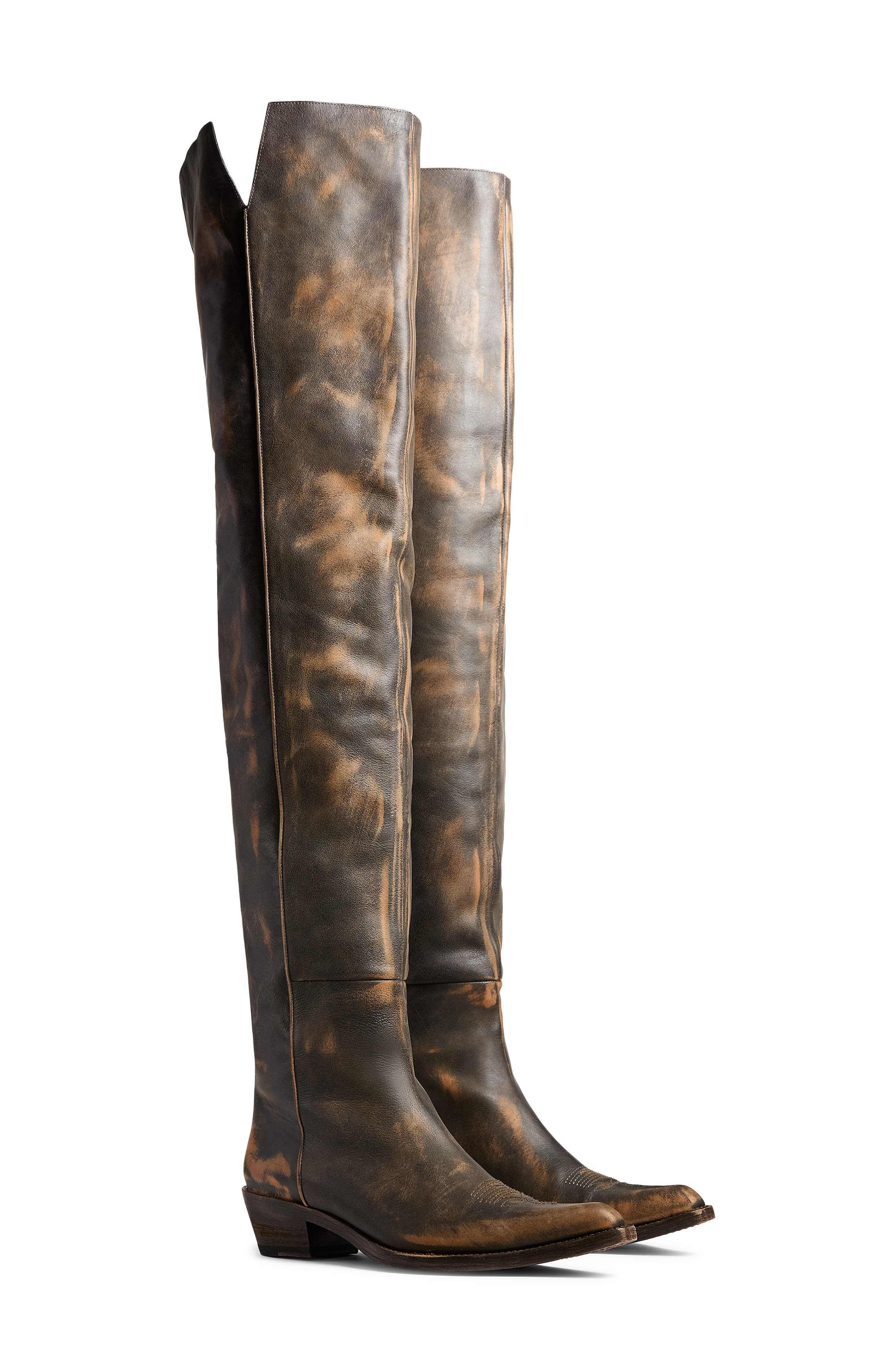 Khaite Clive Over the Knee Western Boot in Vintage Black at Nordstrom - 1