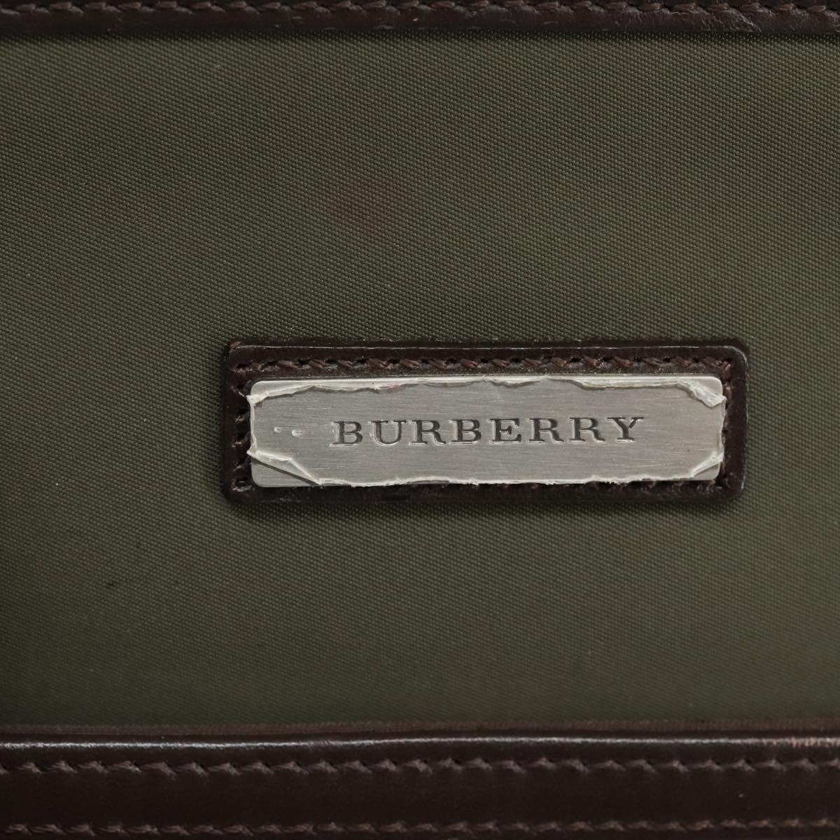 Burberry Hand Bag Nylon Leather Khaki Brown Silver - 14