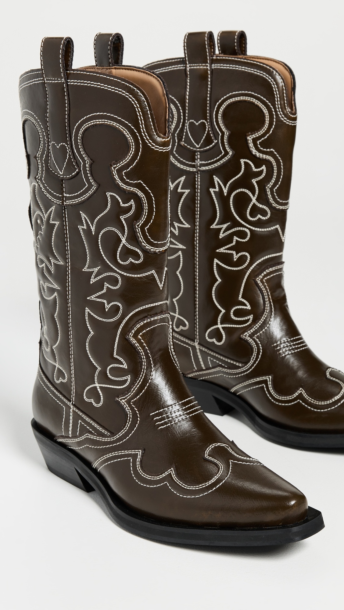 Mid Shaft Embroidered Western Boots - 4