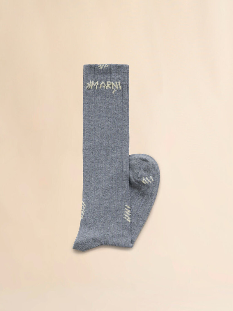 Marni GREY RIBBED COTTON SOCKS WITH MARNI MENDING outlook