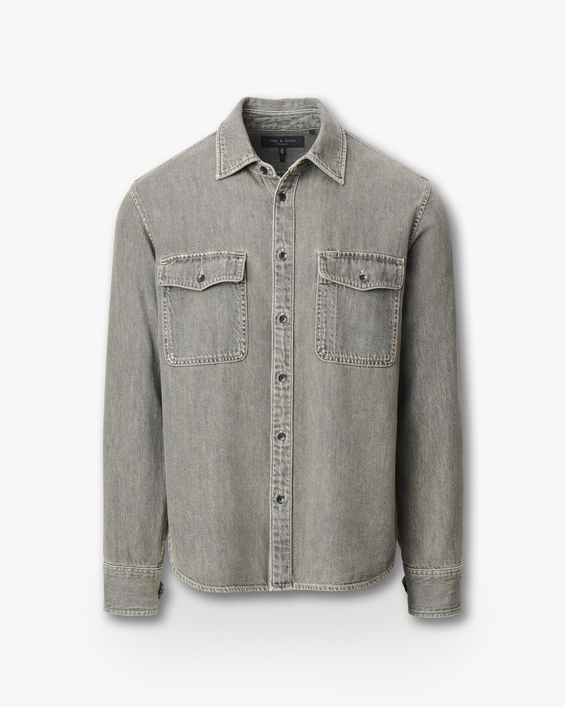 Jack Infuse Denim Shirt Ultra Featherweight in Infuse Grey Olive 1