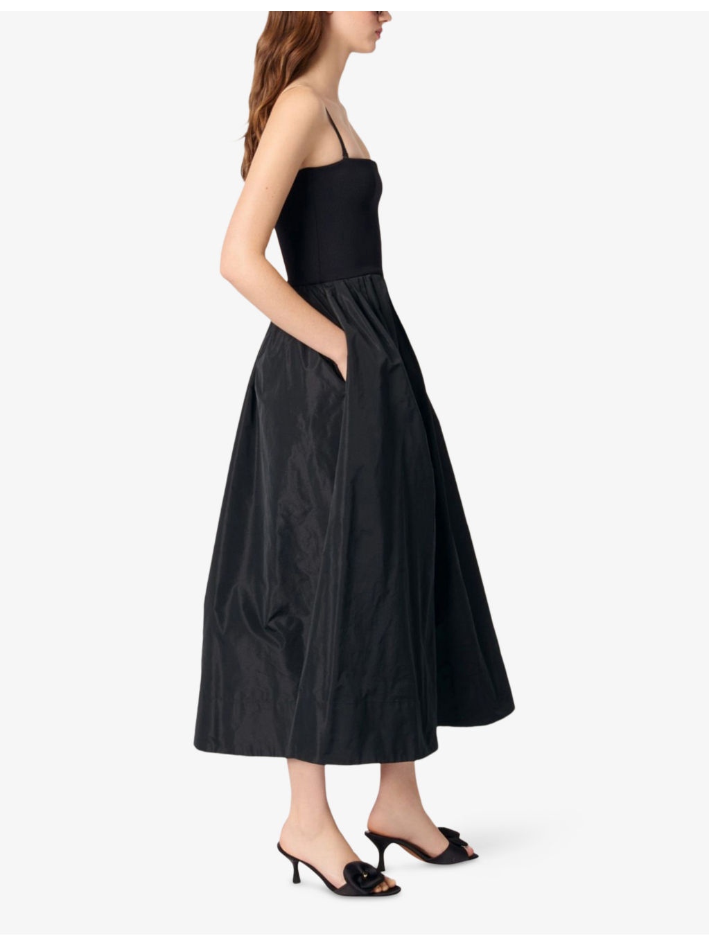 Strapless Mesh and Taffeta Midi Dress - 3