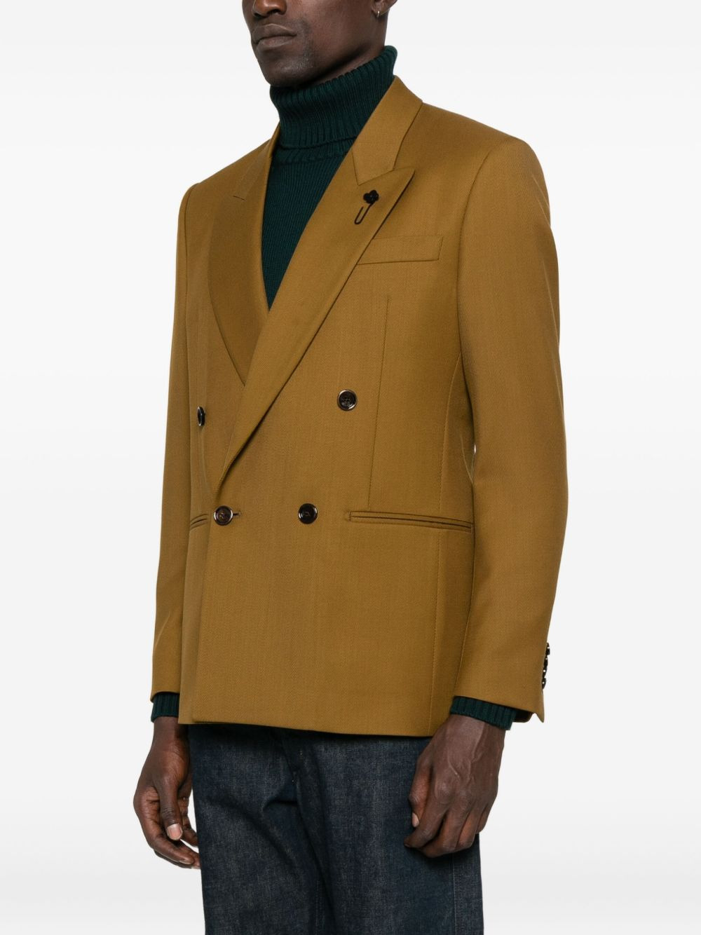 double-breasted peak-lapel blazer - 3