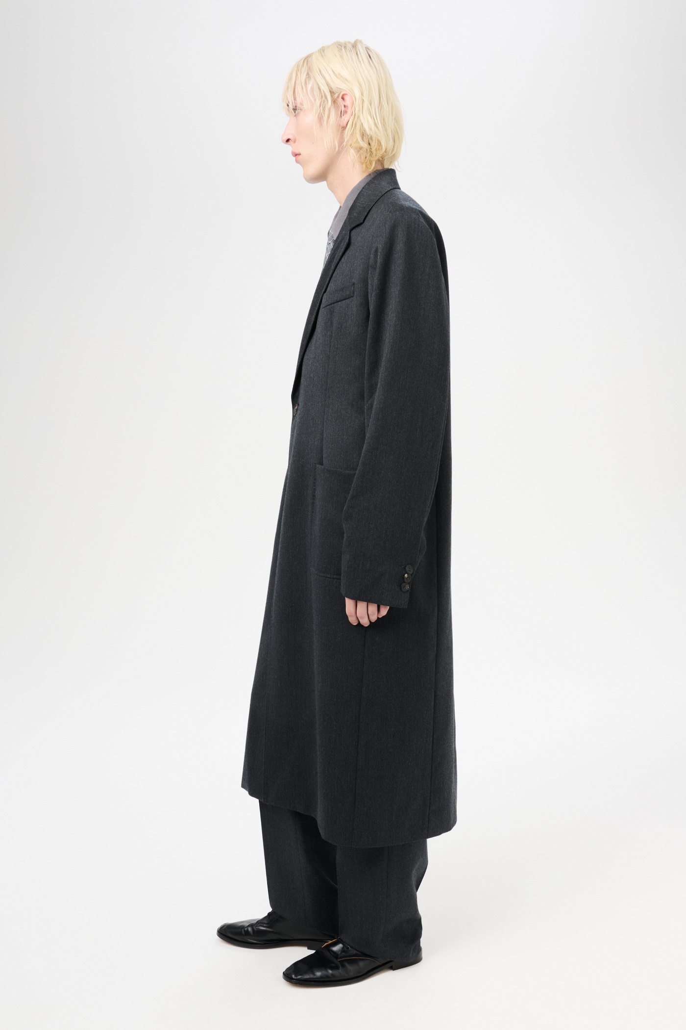 Robe Overcoat Premium Charcoal Office Wool - 4