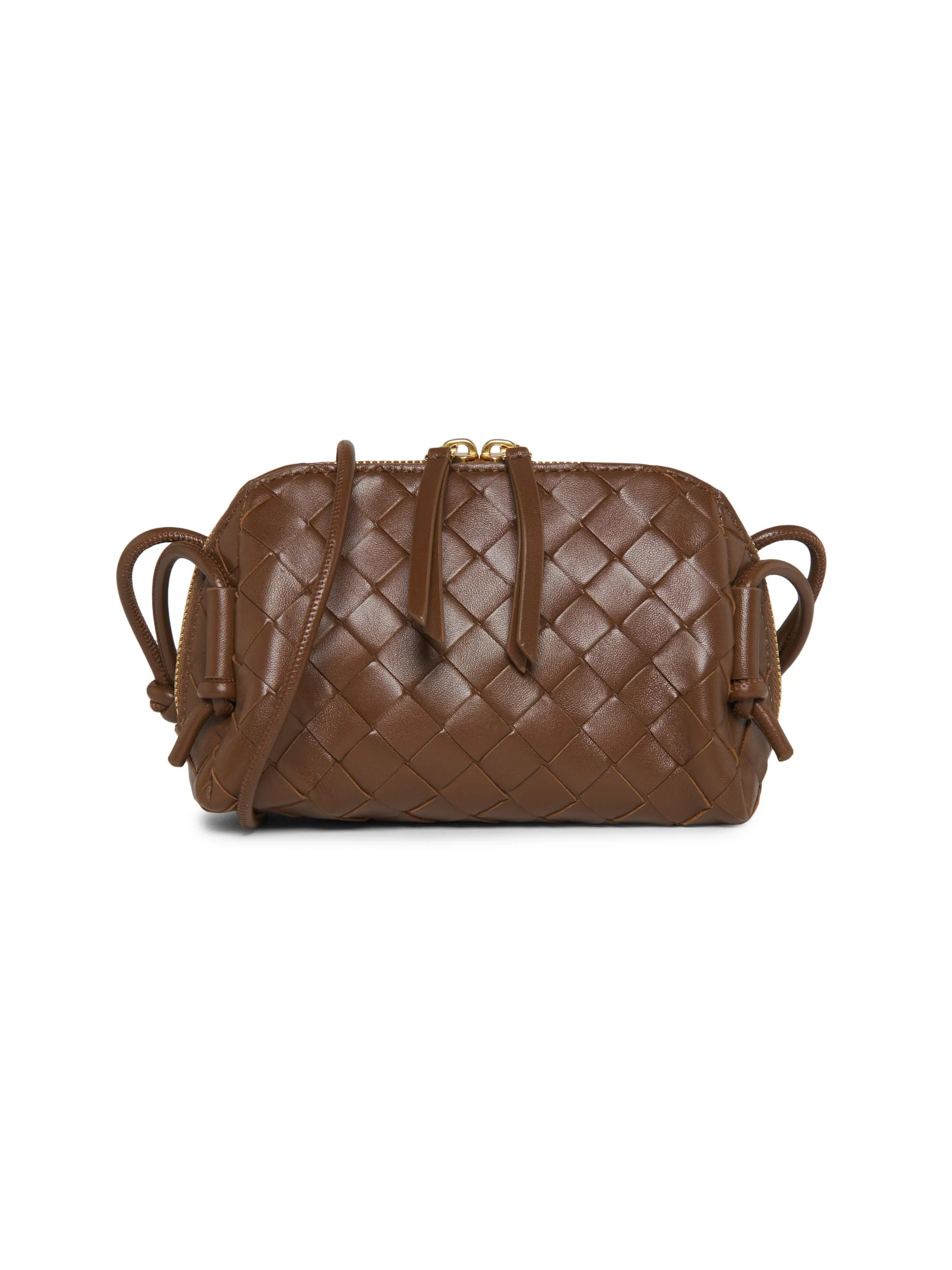 Women's Intrecciato Nappa Leather Pouch - Nocciola Gold - 1