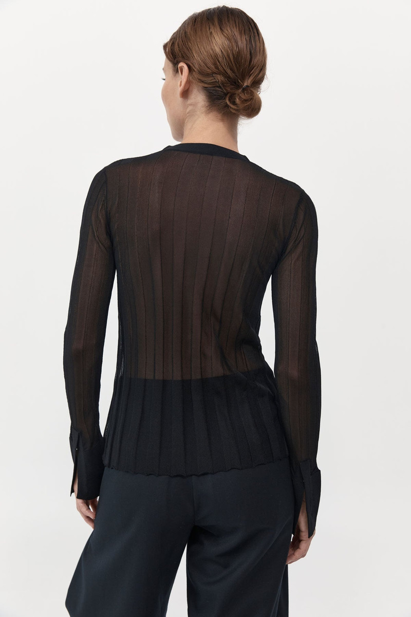 Fine Pleat Knit Shirt - Black 3