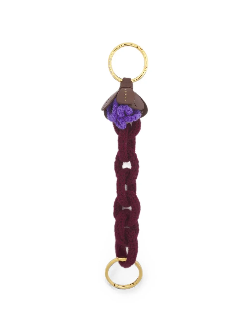 red and purple wool crochet keyring - 1