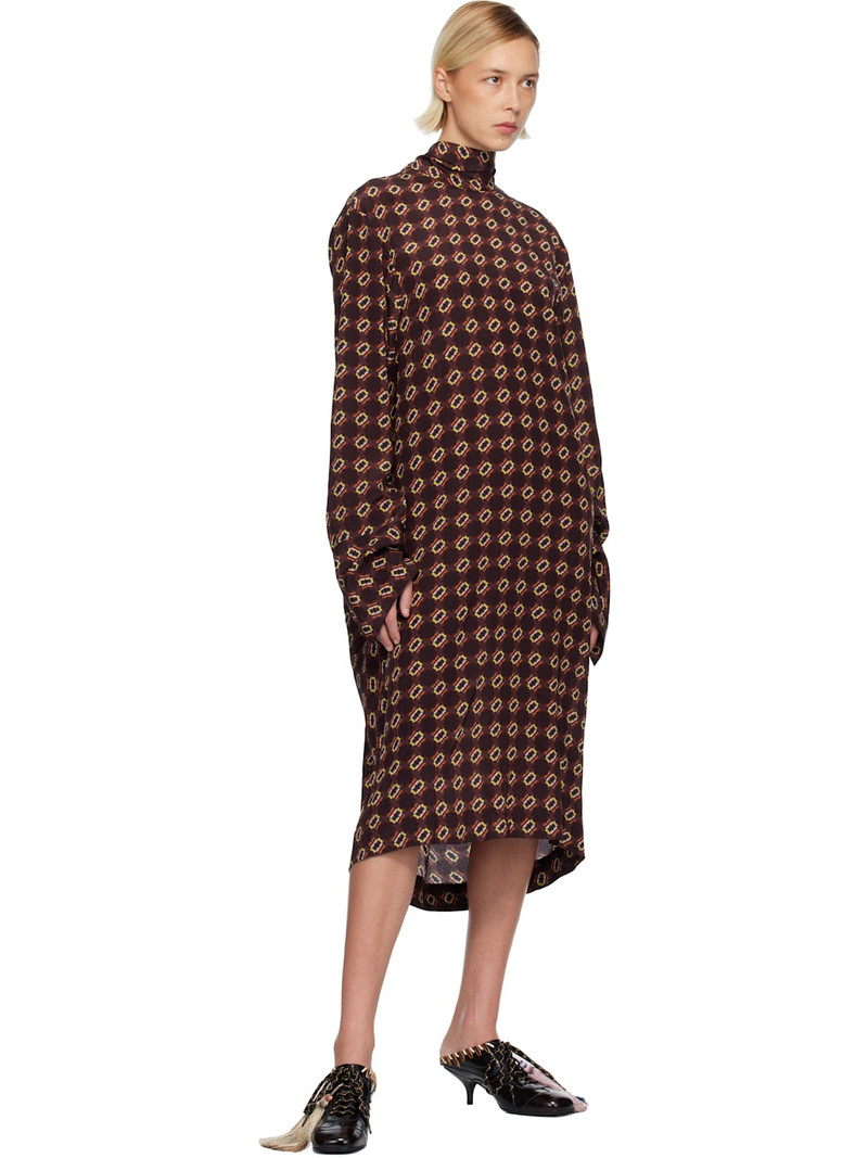 Dries Van Noten Burgundy Silk Midi Dress outlook