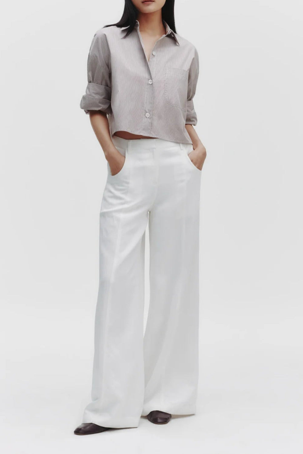 Dee's Trouser in Coated Viscose Linen - 2